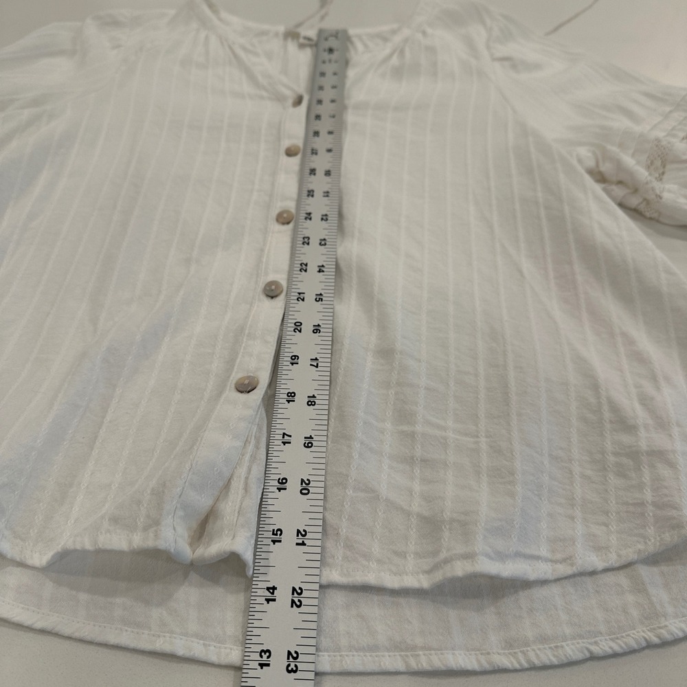 New Cottagecore Lace Top S/M White Dobby Stripe Lace Boho Feminine Beachy Fairy - Picture 8 of 12